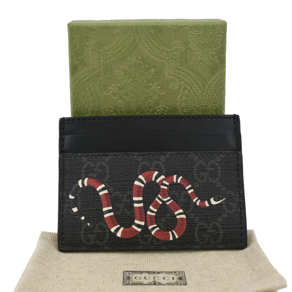 GUCCI Kingsnake Print GG Supreme Monogram  Case Black 451277