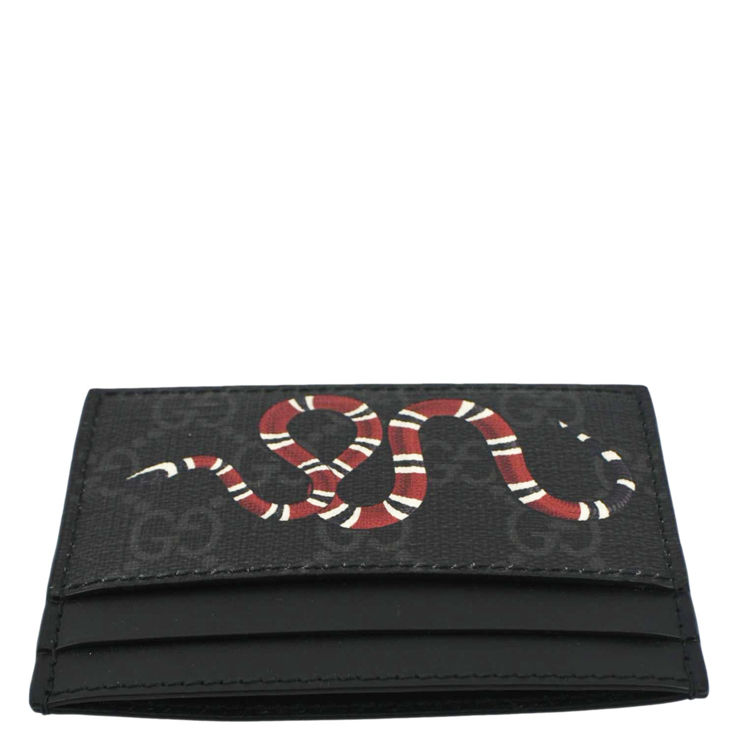 GUCCI Kingsnake Print GG Supreme Monogram  Case Black 451277