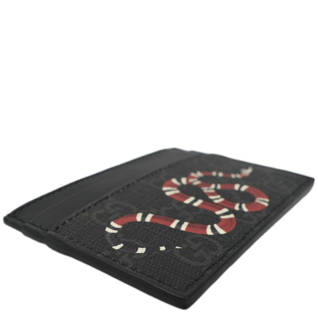 GUCCI Kingsnake Print GG Supreme Monogram  Case Black 451277