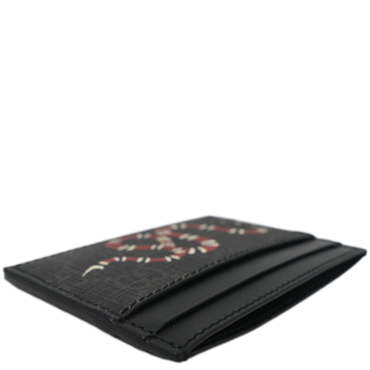 GUCCI Kingsnake Print GG Supreme Monogram  Case Black 451277
