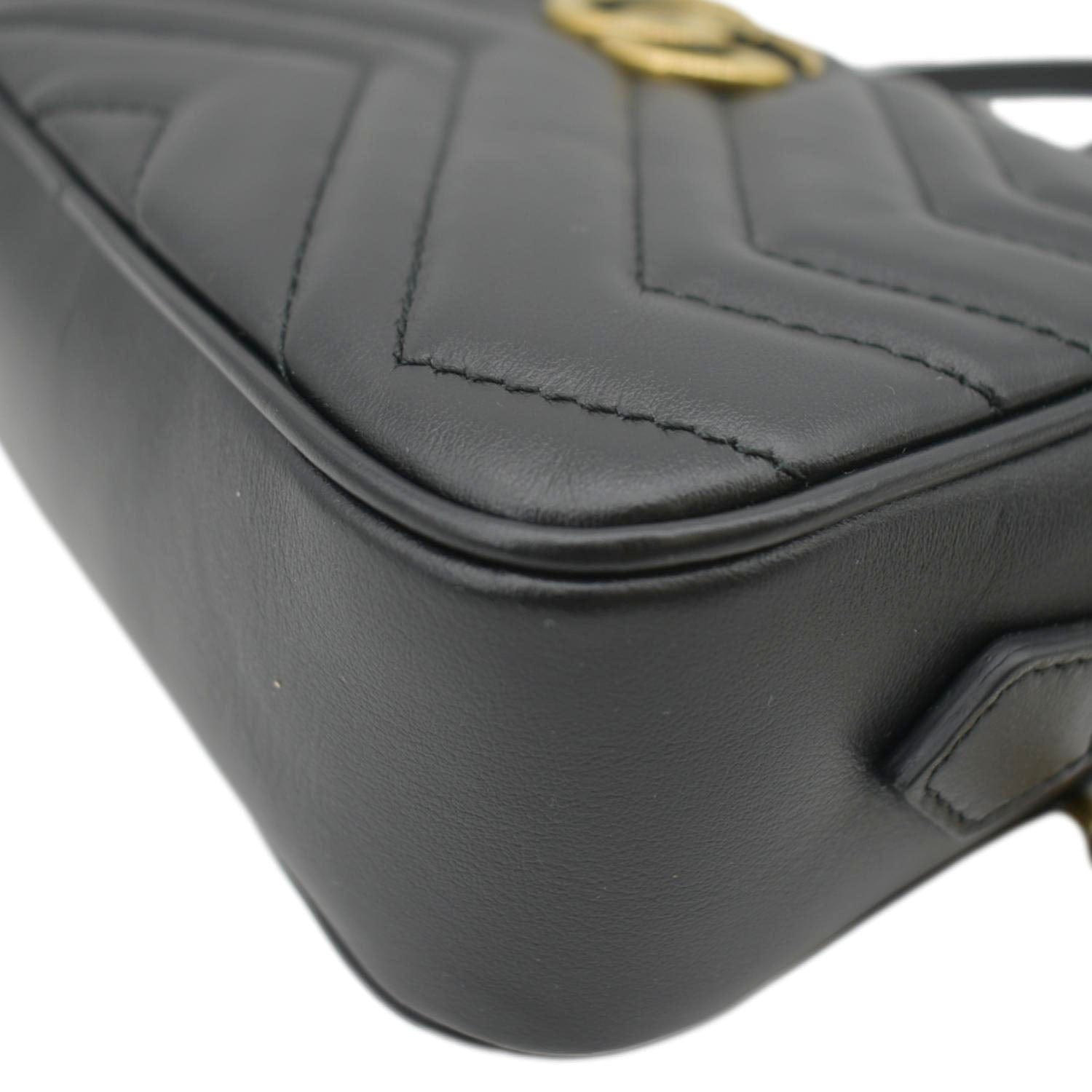 GUCCI GG Marmont Mini Matelasse Leather Chain Crossbody Bag Black 448065