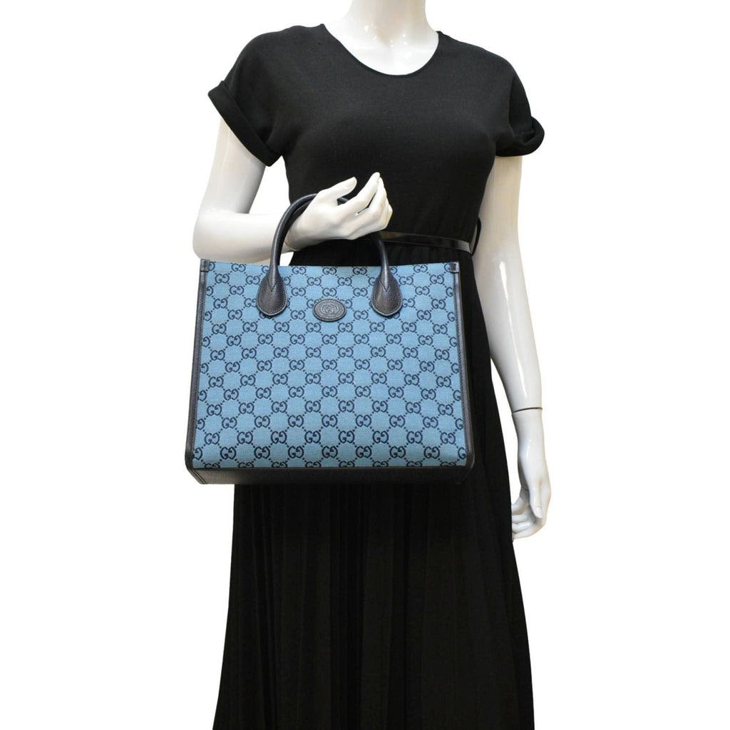GUCCI Interlocking GG Supreme Canvas Tote Bag Blue 659983