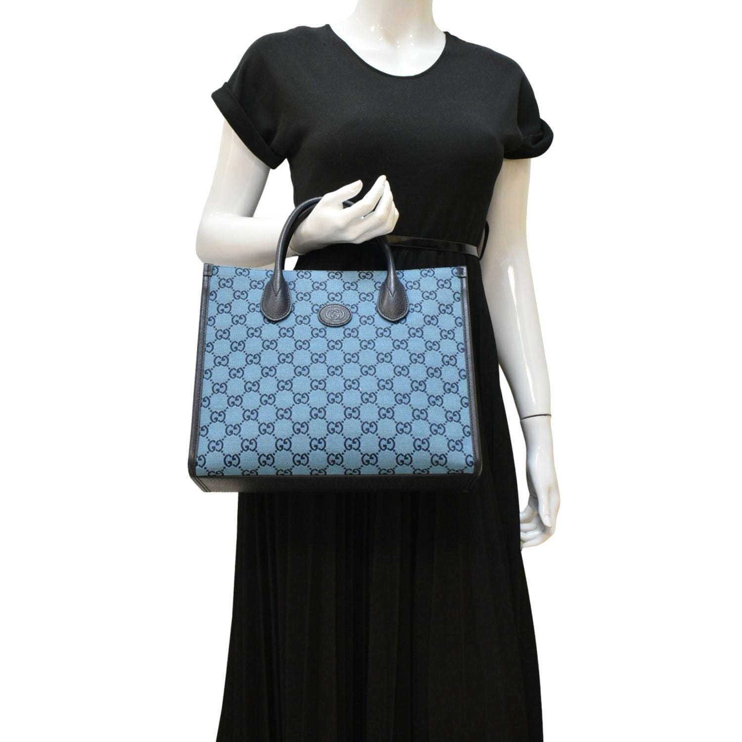 GUCCI Interlocking GG Supreme Canvas Tote Bag Blue 659983
