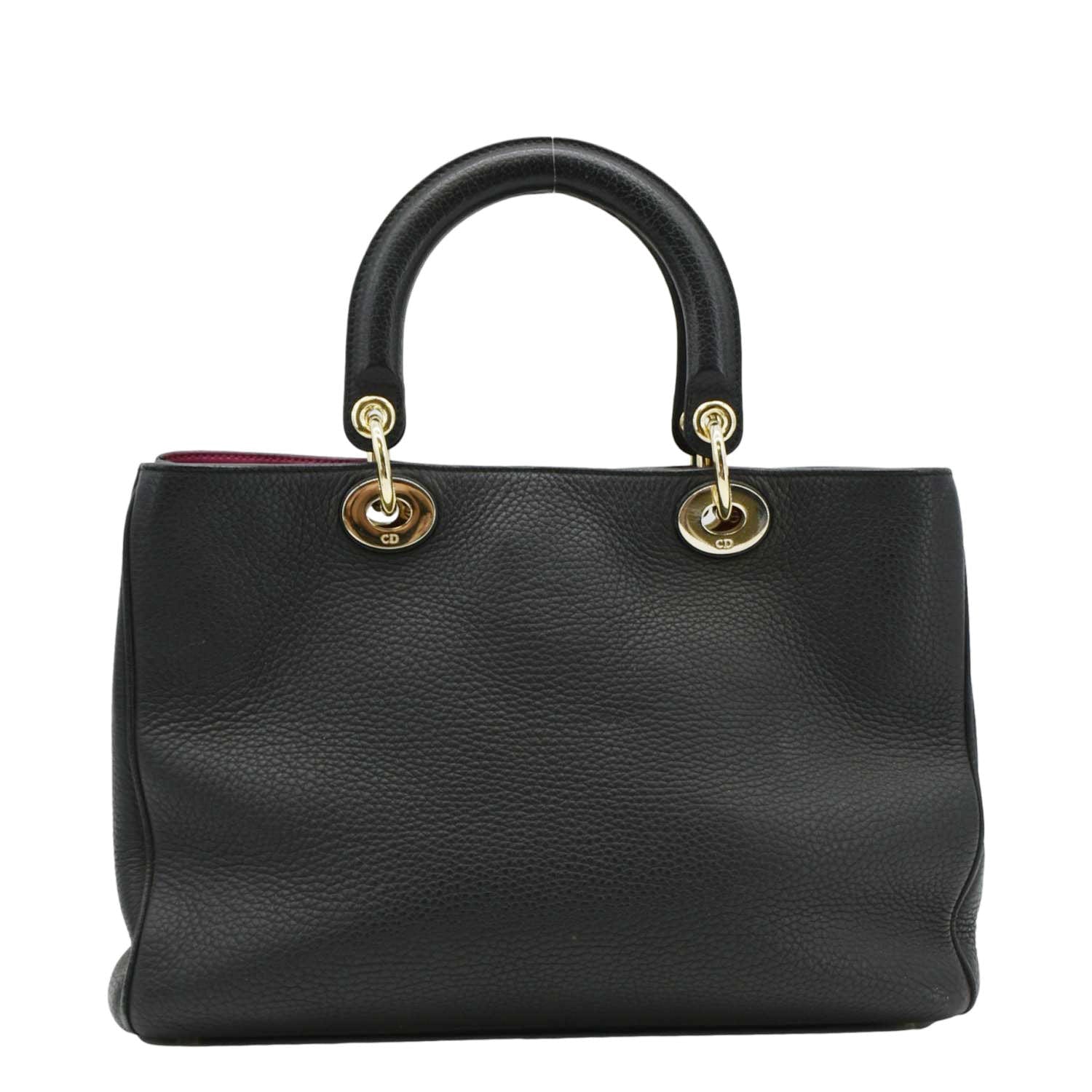 CHRISTIAN DIOR Diorissimo Leather Tote Shoulder  Bag Black