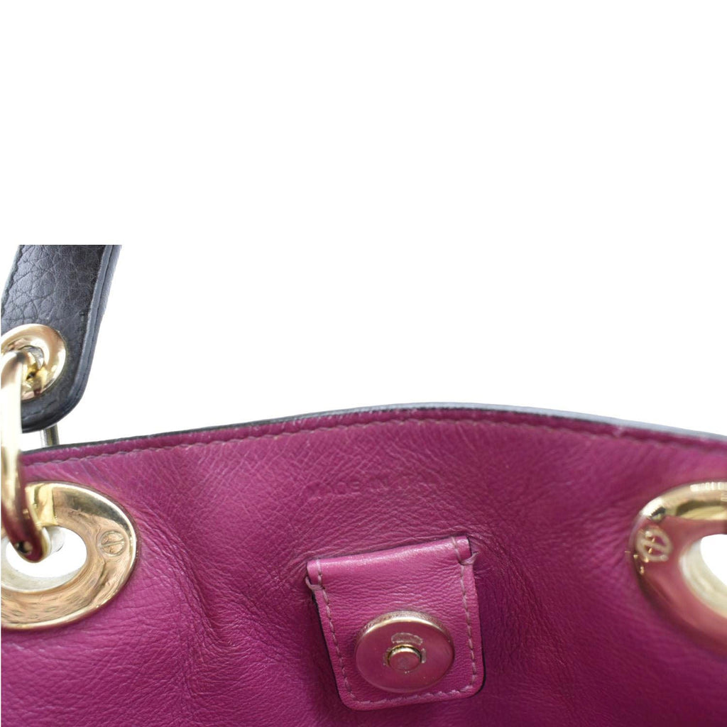 CHRISTIAN DIOR Diorissimo Leather Tote Shoulder  Bag Black