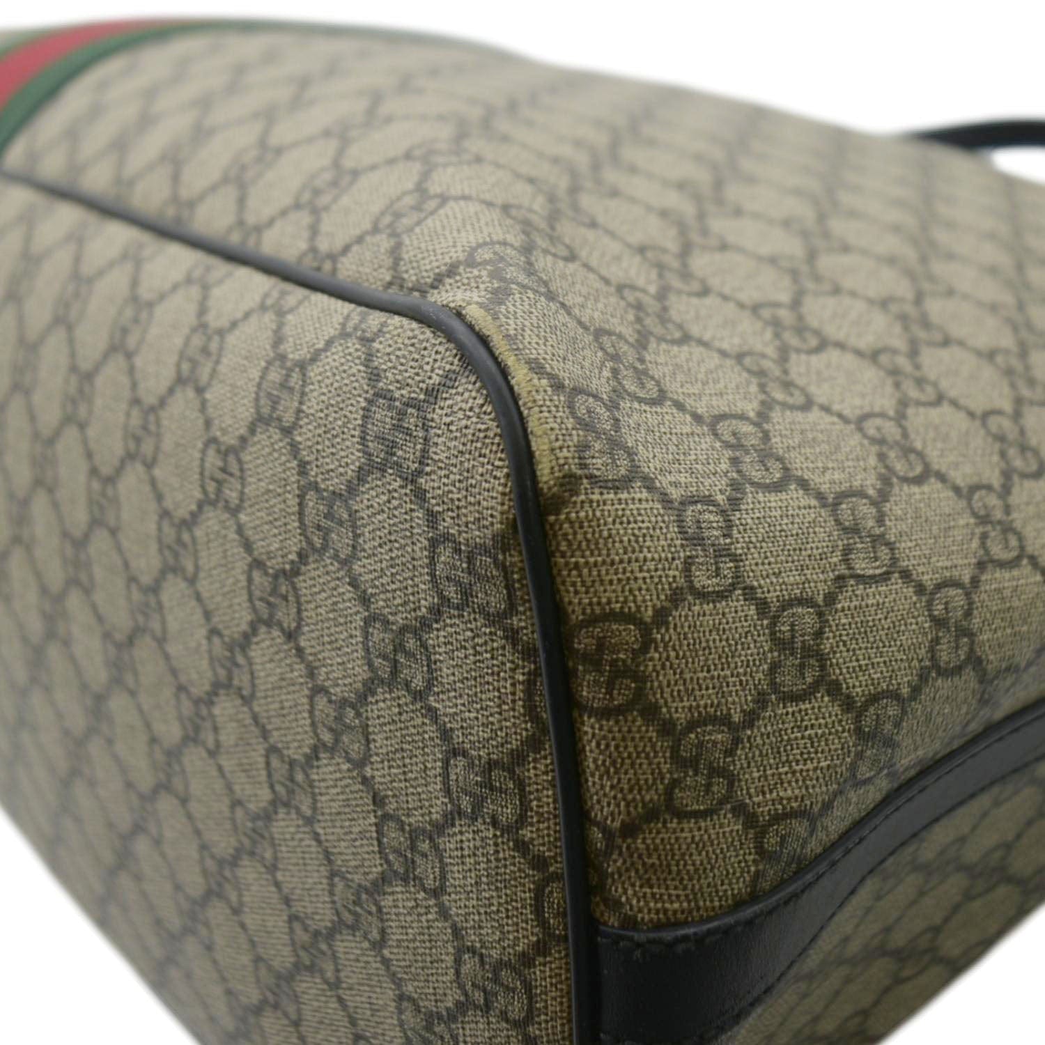 GUCCI Large Zippered GG Supreme Canvas Web Duffle Bag Beige 353406