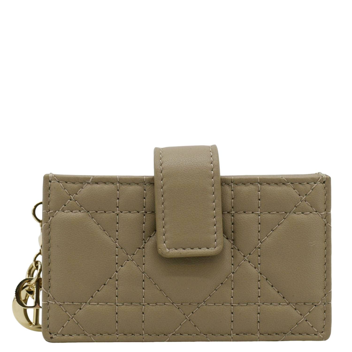 CHRISTIAN DIOR 5 Gusset Leather  Holder Beige