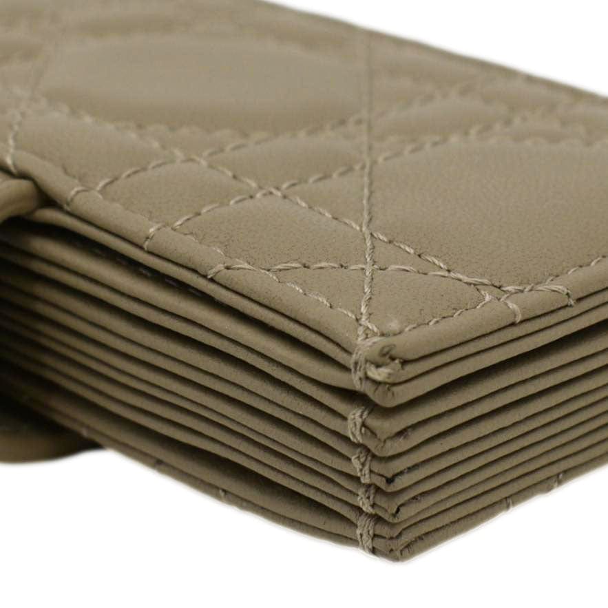 CHRISTIAN DIOR 5 Gusset Leather  Holder Beige