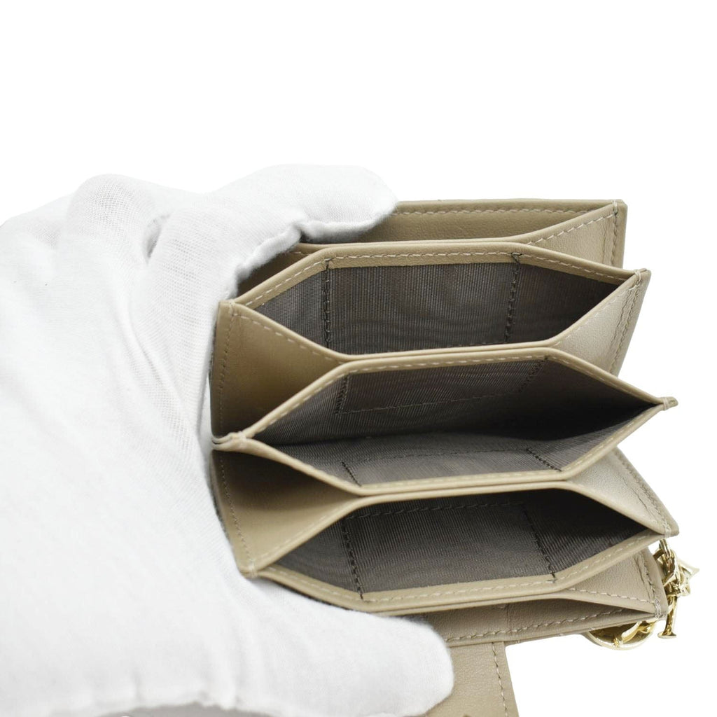 CHRISTIAN DIOR 5 Gusset Leather  Holder Beige