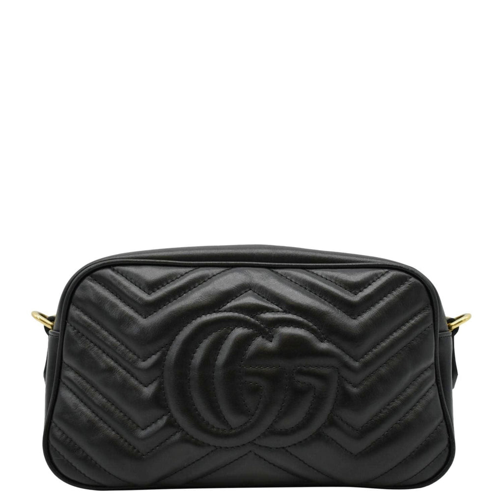 GUCCI GG Marmont Small Matelasse Chevron Leather Crossbody Camera Bag Black 447632