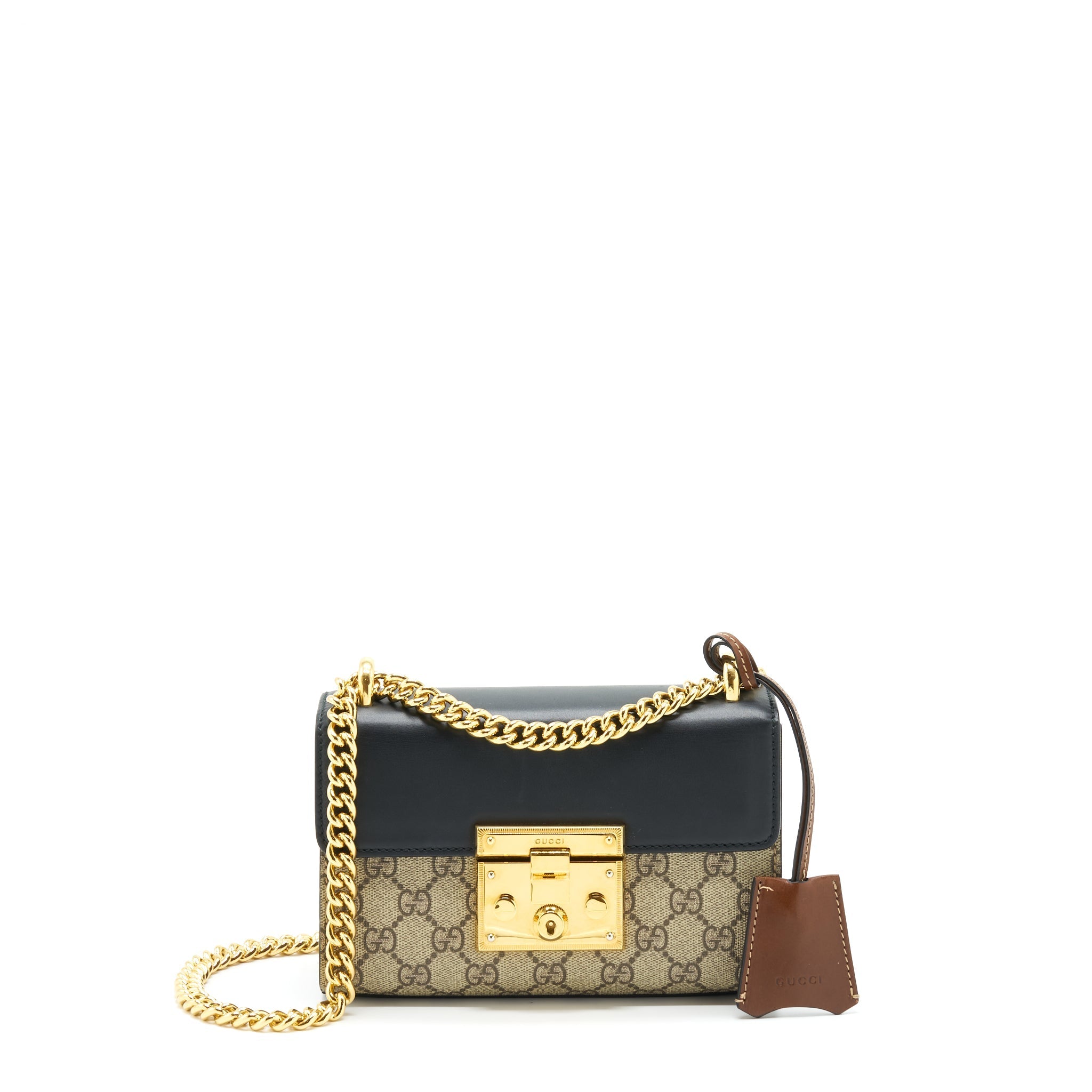 Gucci Small Padlock Shoulder Bag GG Supreme Canvas / Black