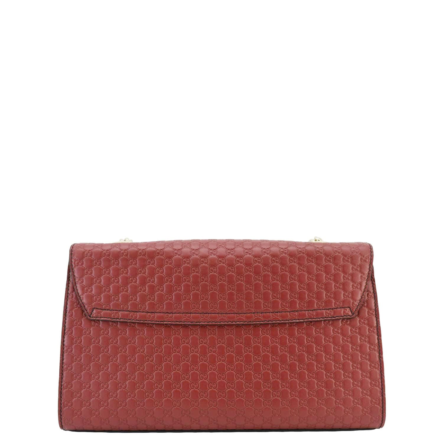 GUCCI Emily Medium GG Guccissima Leather Chain Shoulder Bag Red 449635