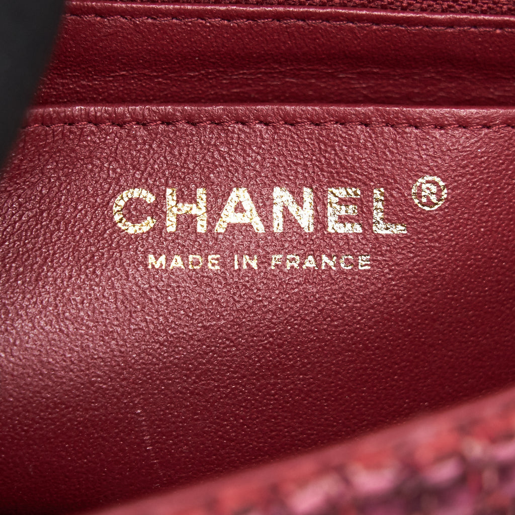 Chanel Tweed/Braid Classic Flap Mini Bag Pink