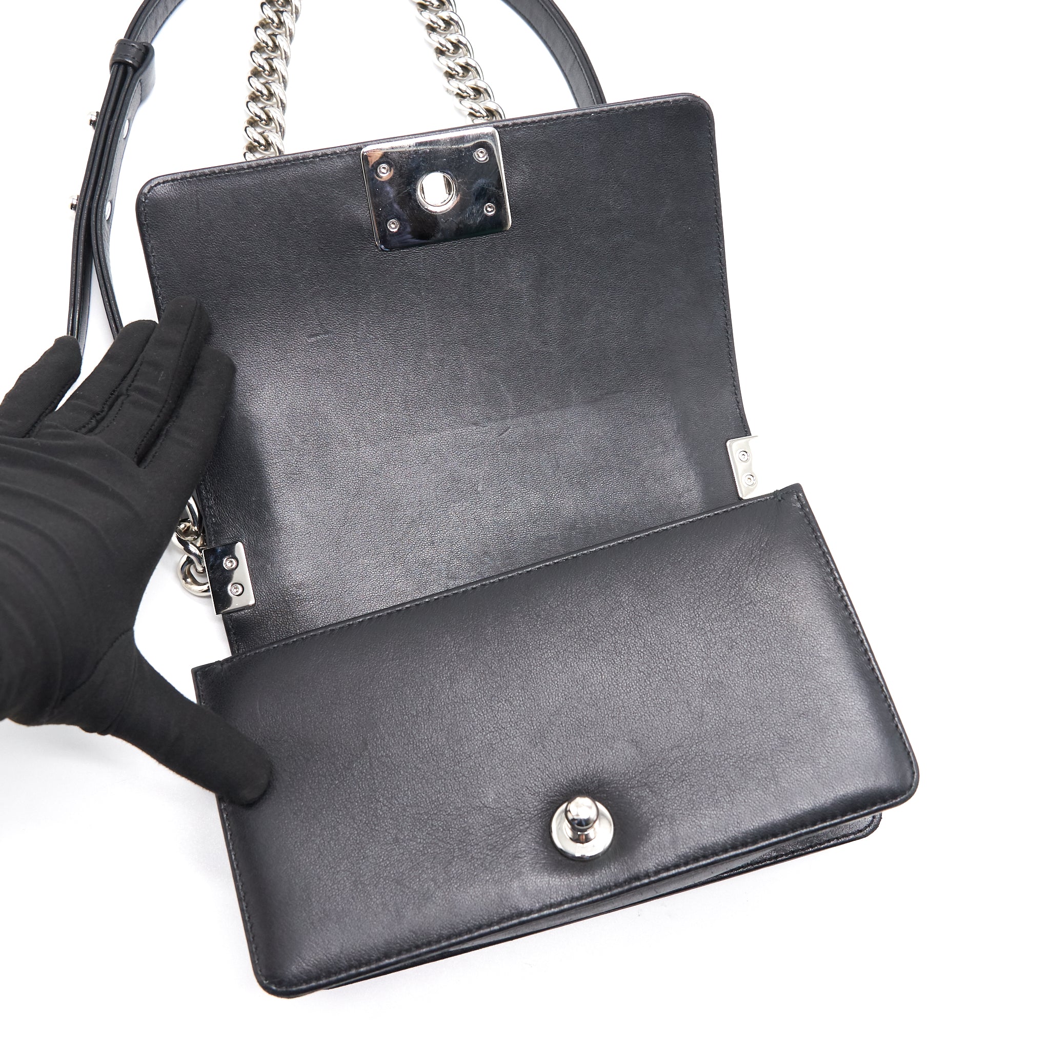 Chanel Small Chevron Le boy Lambskin Black