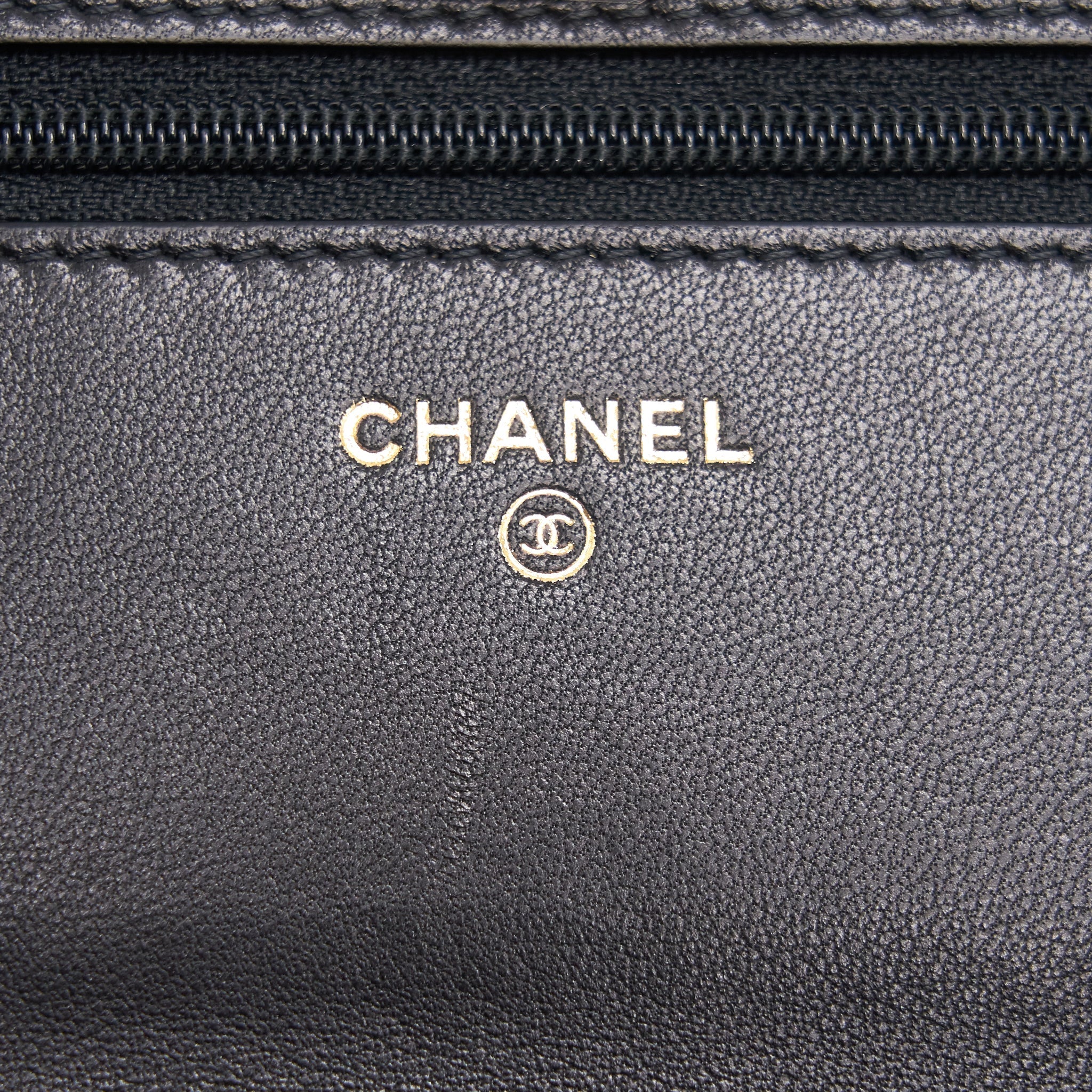 Chanel Lambskin Quilted CC Pearl Crush Wallet on Chain Black