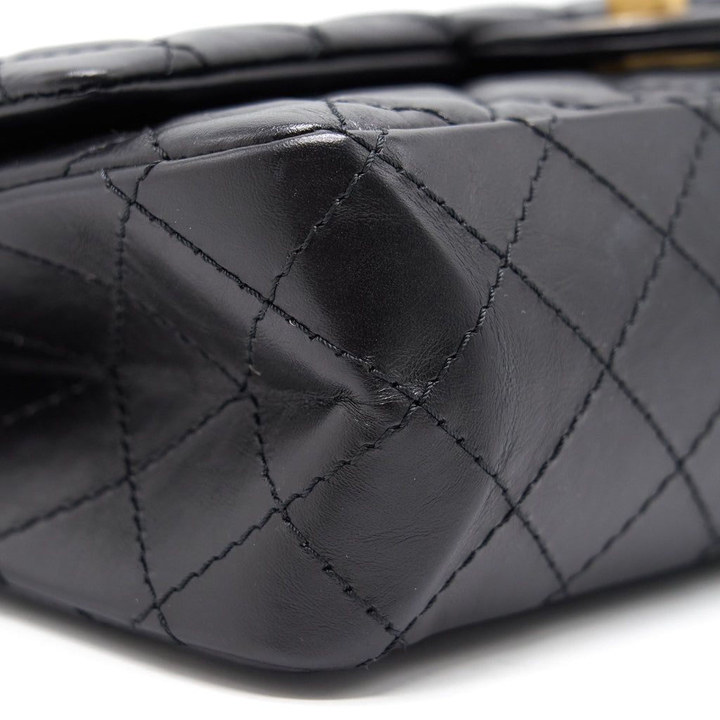 Chanel 2.55 Handbag Aged Calfskin Black