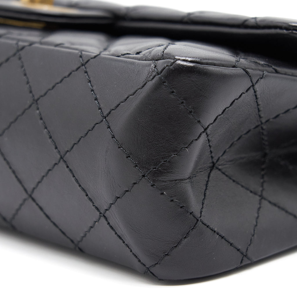 Chanel 2.55 Handbag Aged Calfskin Black