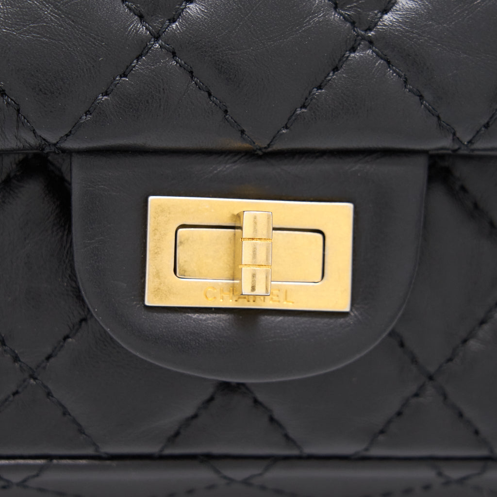 Chanel 2.55 Handbag Aged Calfskin Black