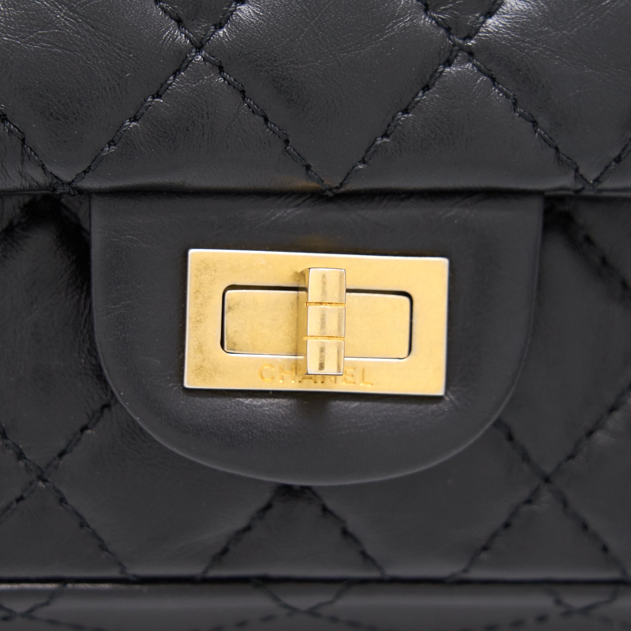 Chanel 2.55 Handbag Aged Calfskin Black