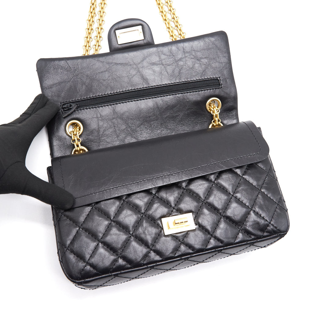 Chanel 2.55 Handbag Aged Calfskin Black