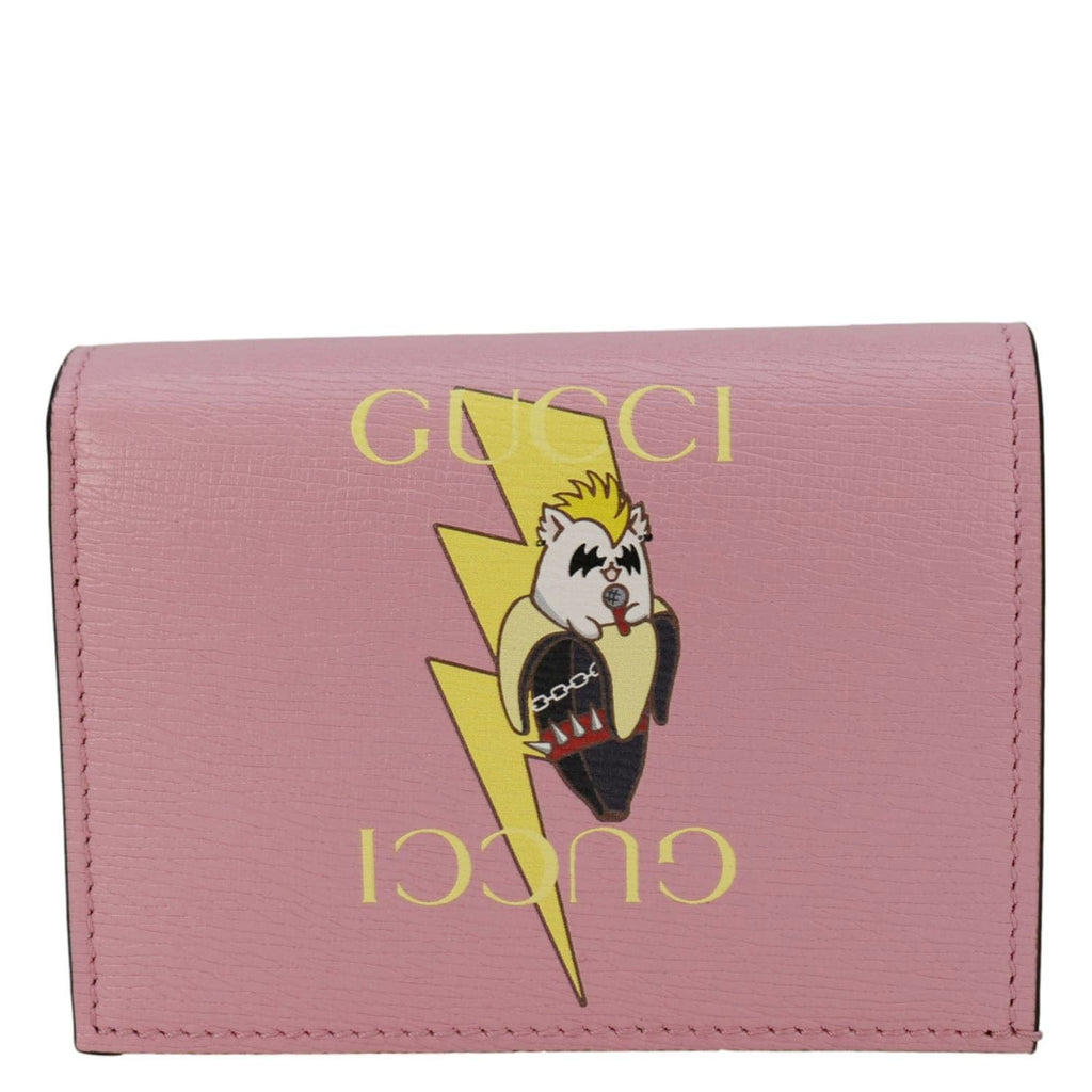 GUCCI  Bananya Print Leather  Case Holder Pink 701009