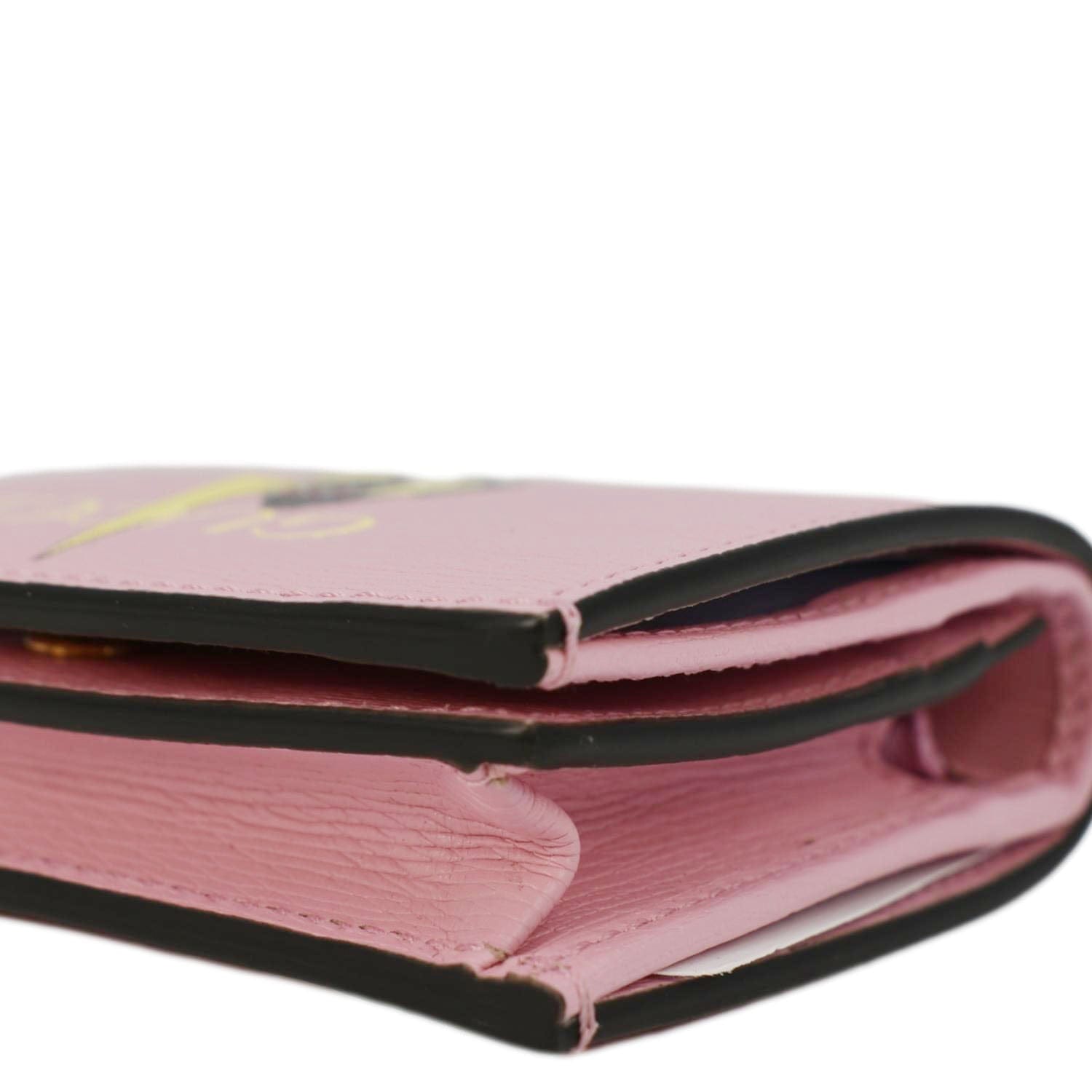 GUCCI  Bananya Print Leather  Case Holder Pink 701009