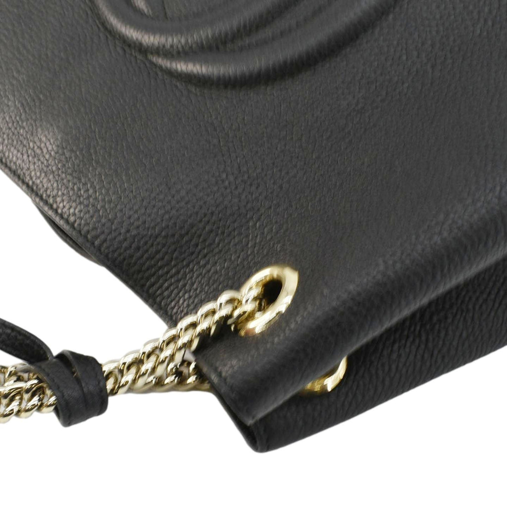 Gucci Soho Medium Pebbled Leather Shoulder Bag Black 308982