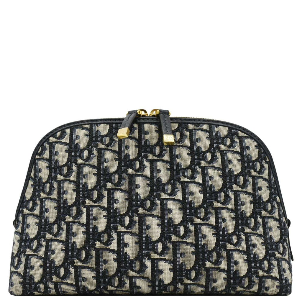 CHRISTIAN DIOR 30 Montaigne Aphrodite Oblique Jacquard Pouch Navy Blue