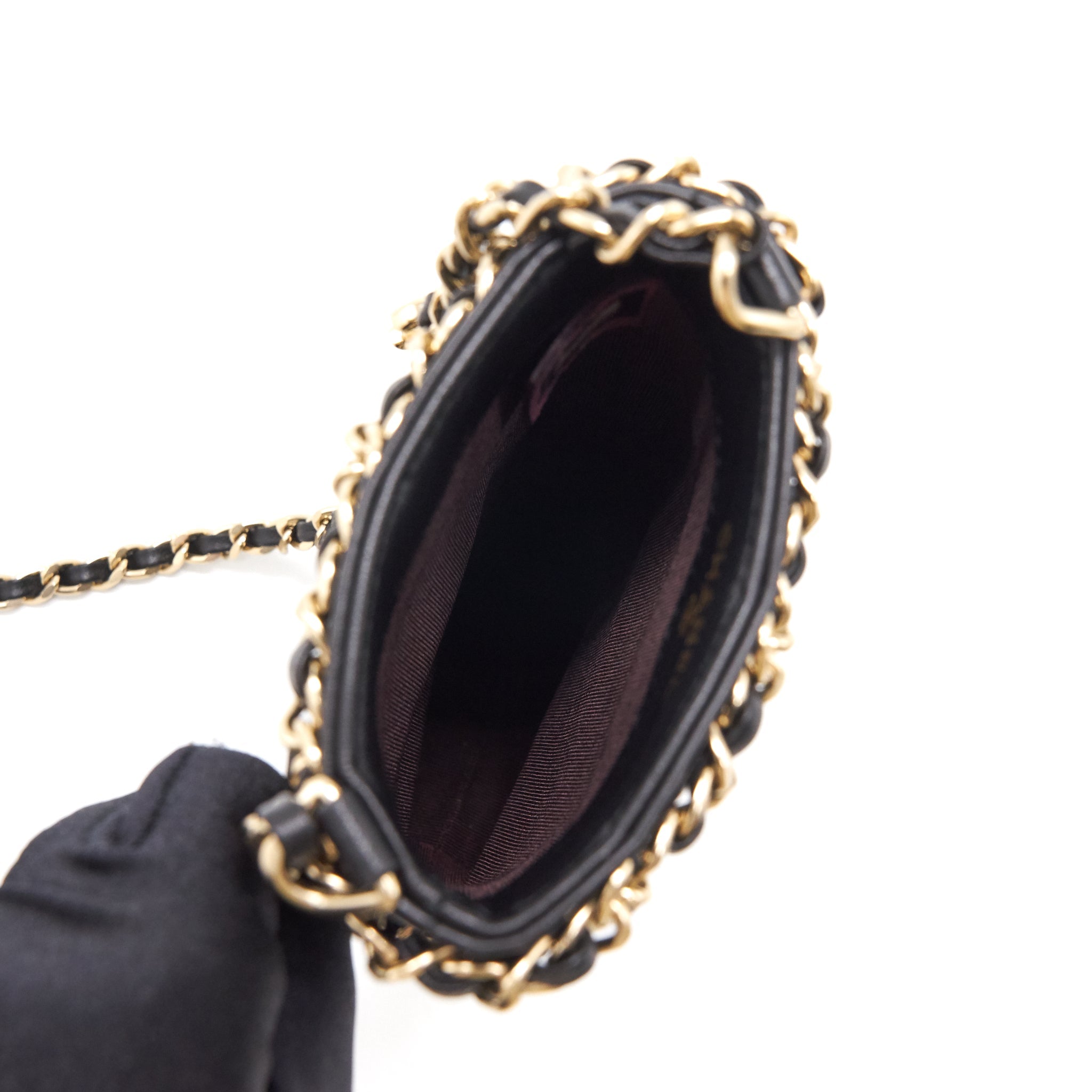 Chanel Gold Clutch O Chain Phone Holder Crossbody Bag
