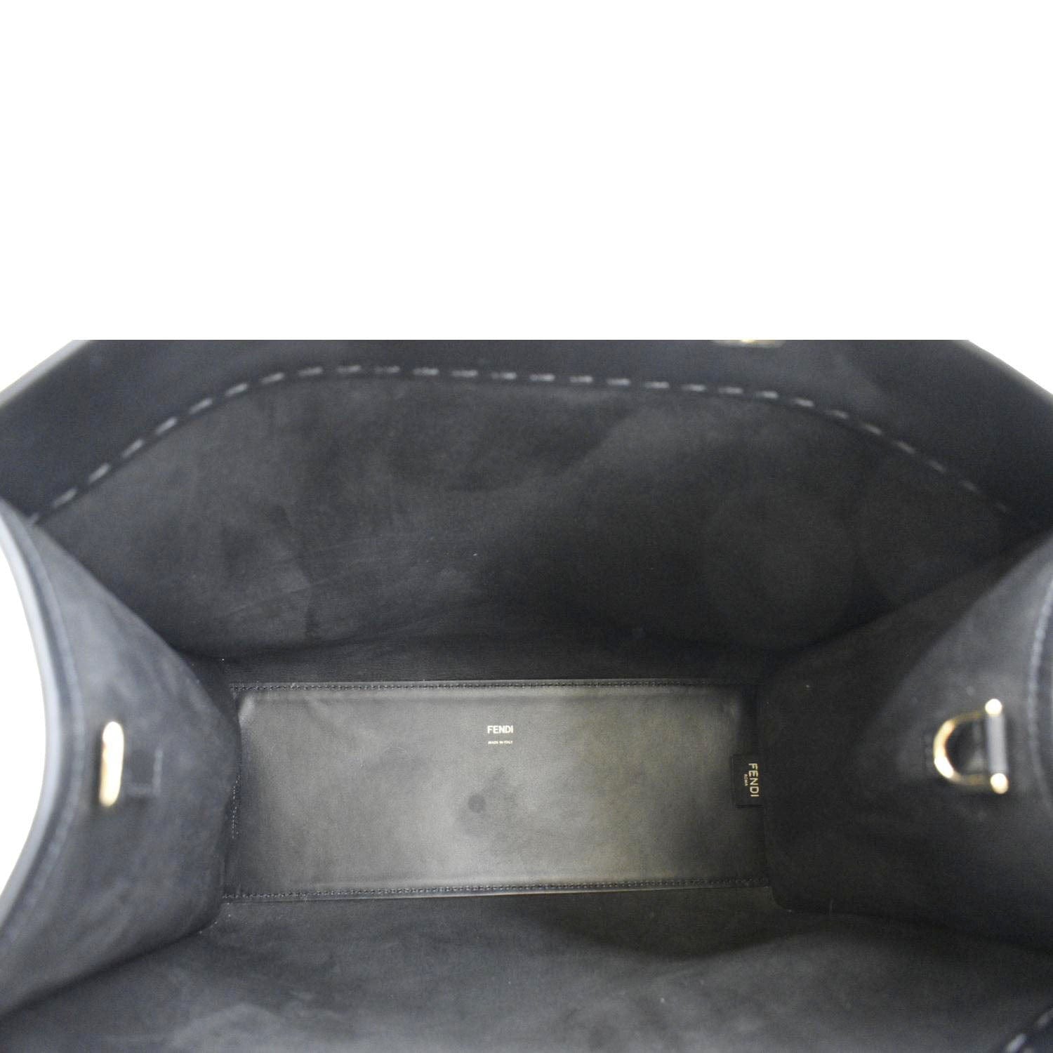 FENDI Sunshine Plexiglass Medium Leather Shopper Tote Bag Black