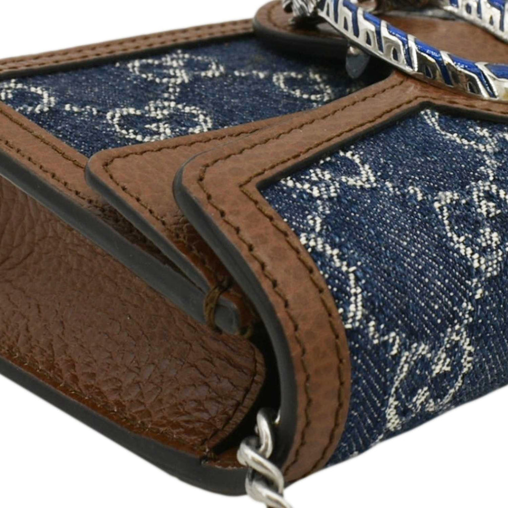 GUCCI Dionysus Super Mini GG Supreme Canvas Crossbody Bag Blue 476432