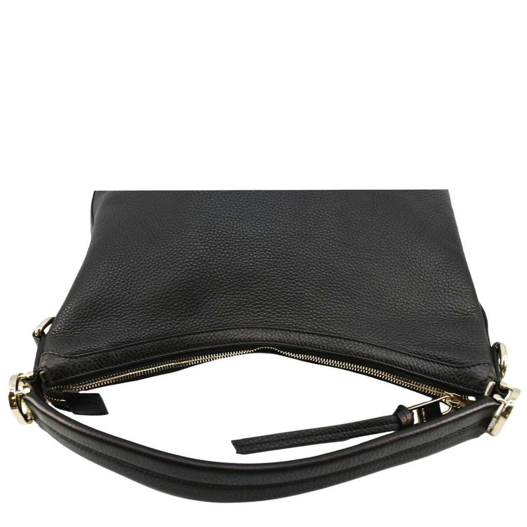 GUCCI Miss GG Original Pebbled Calfskin Leather Hobo Bag Black 326514