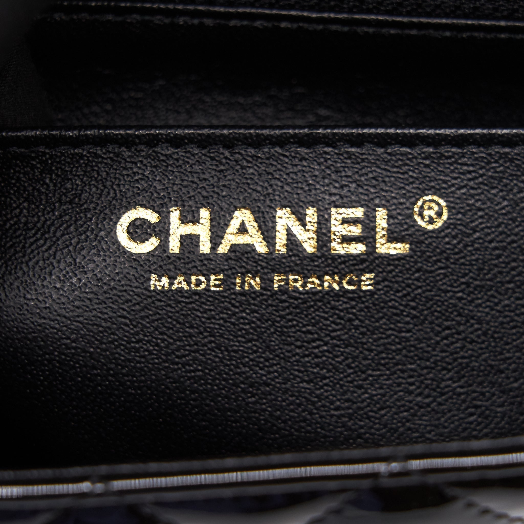 Chanel Mini Rectangular Flap Bag Patent Leather Black with L