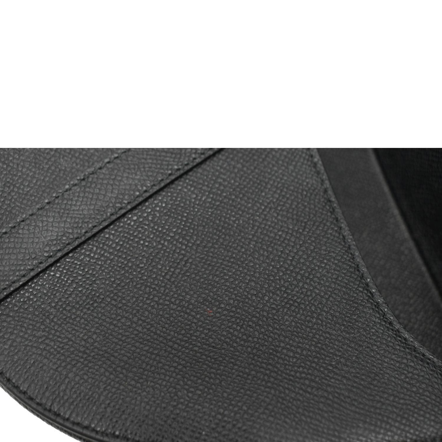 CHRISTIAN DIOR Saddle Grained Leather Satchel Shoulder Bag Black