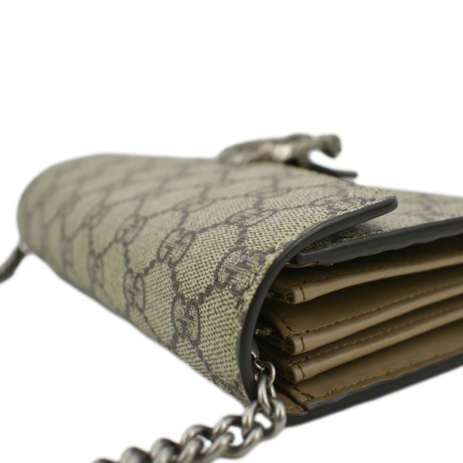 GUCCI Dionysus GG Supreme Crossbody Chain Wallet Beige 401231