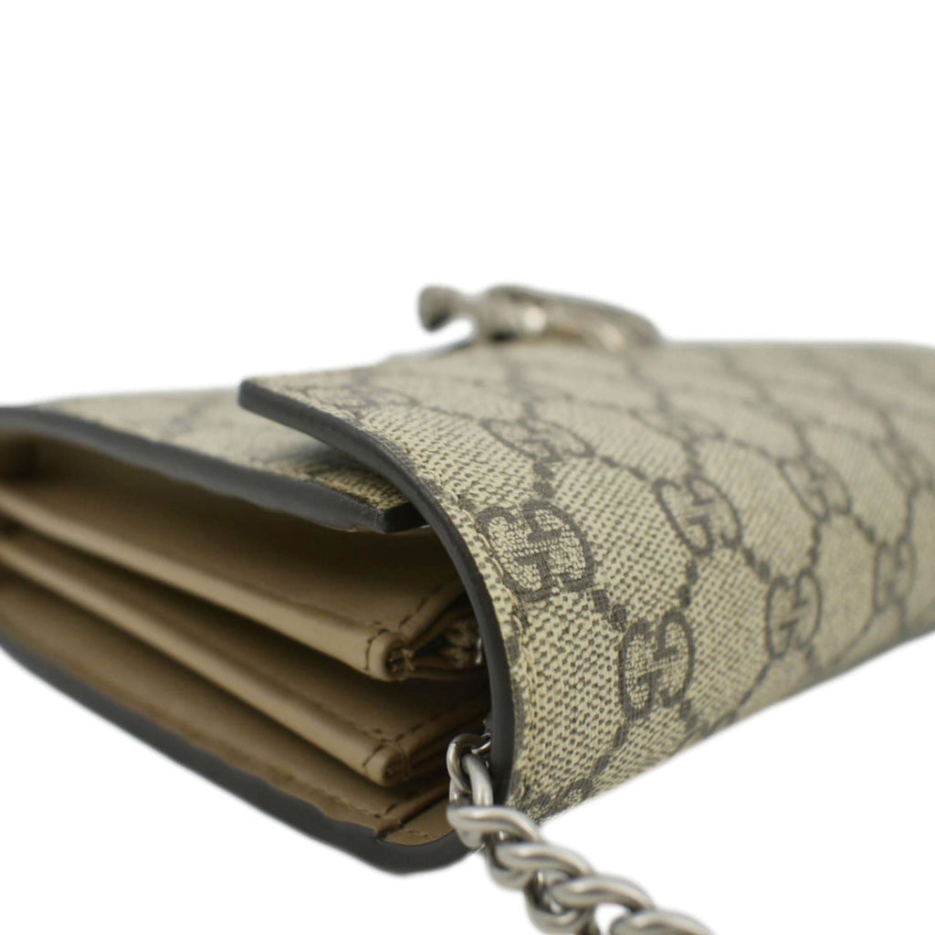 GUCCI Dionysus GG Supreme Crossbody Chain Wallet Beige 401231