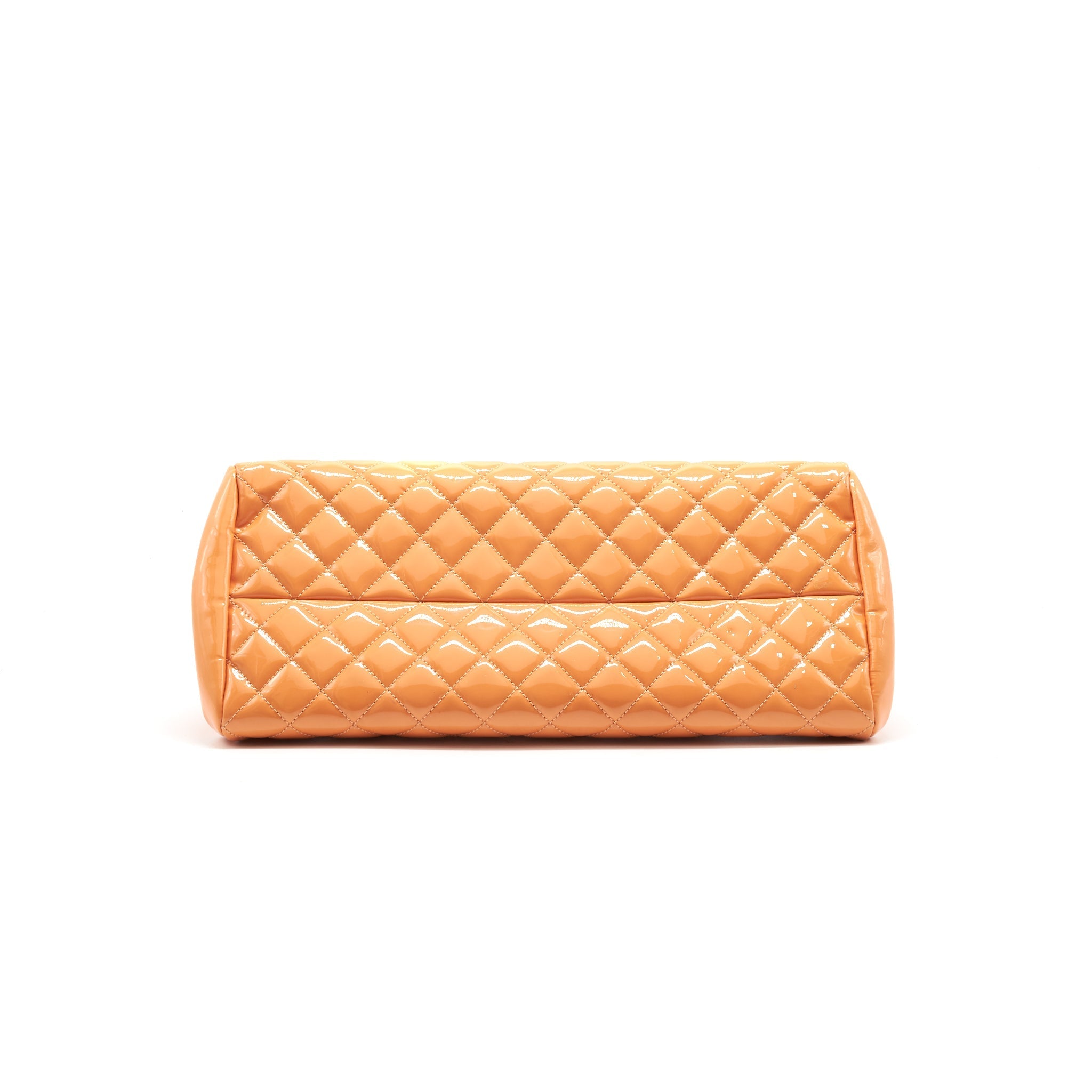 CHANEL Just Mademoiselle Patent Bowling Bag Orange Pink