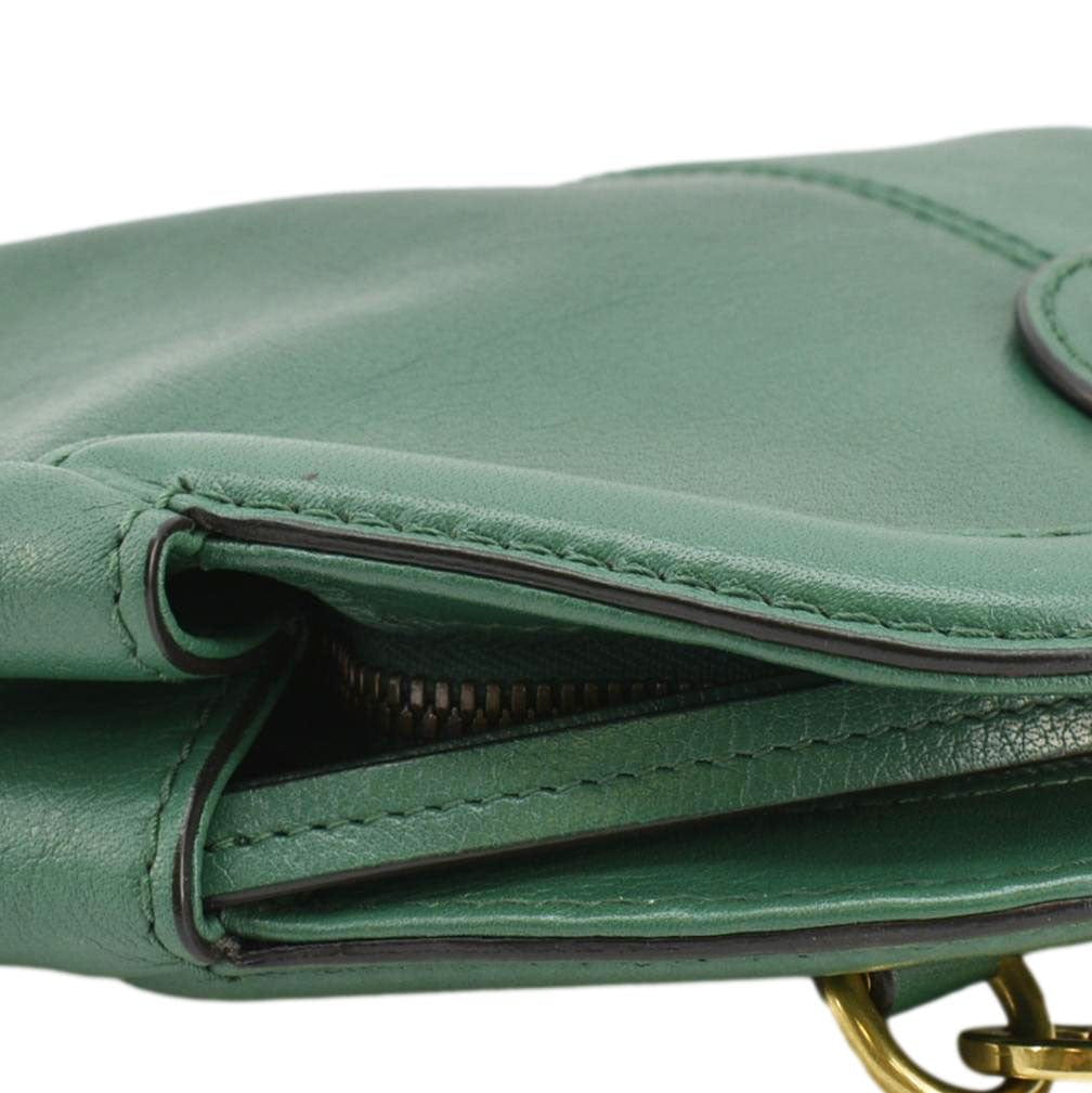 GUCCI Re(Belle) Tiger head Leather Shoulder Bag Green 524620