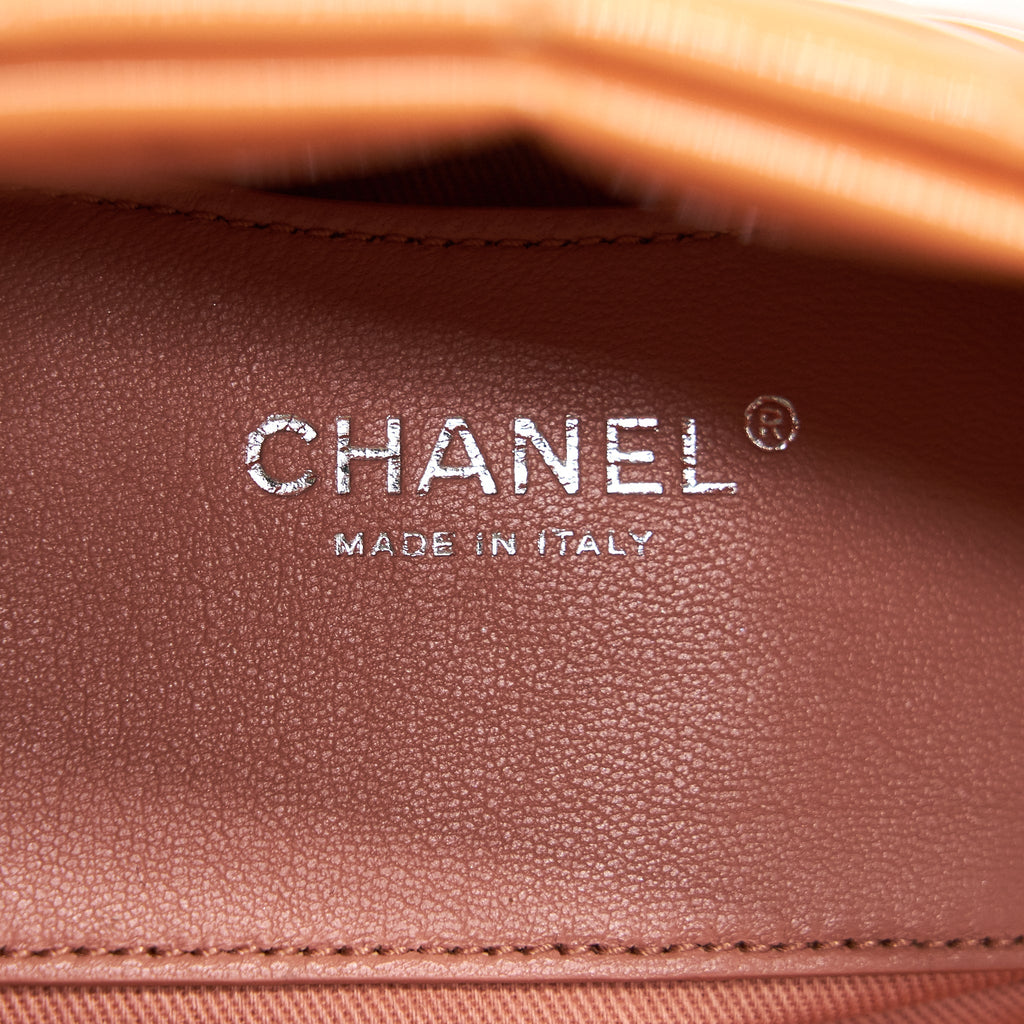 CHANEL Just Mademoiselle Patent Bowling Bag Orange Pink