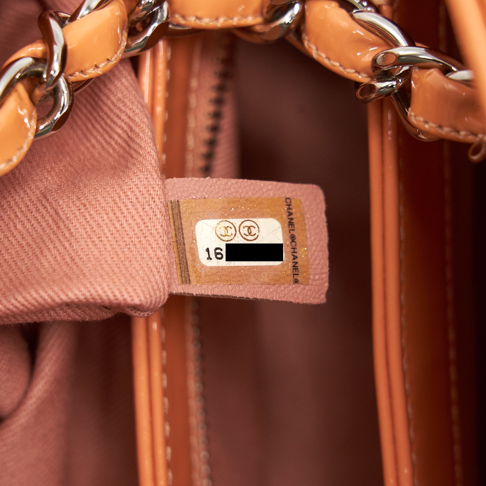 CHANEL Just Mademoiselle Patent Bowling Bag Orange Pink