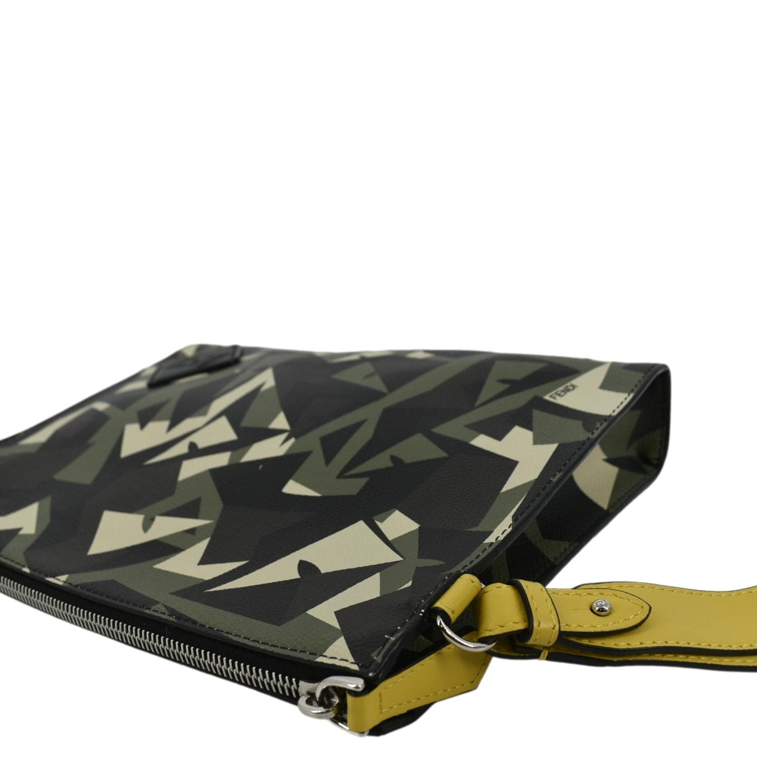 FENDI Leather Clutch Zip Pouch Black