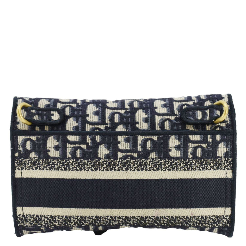 CHRISTIAN DIOR Saddle Slim Oblique Canvas Crossbody Bag Navy Blue