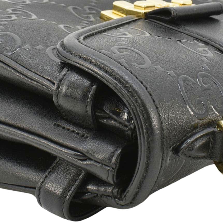 GUCCI Small GG Leather Top Handle Shoulder Bag Black 675791