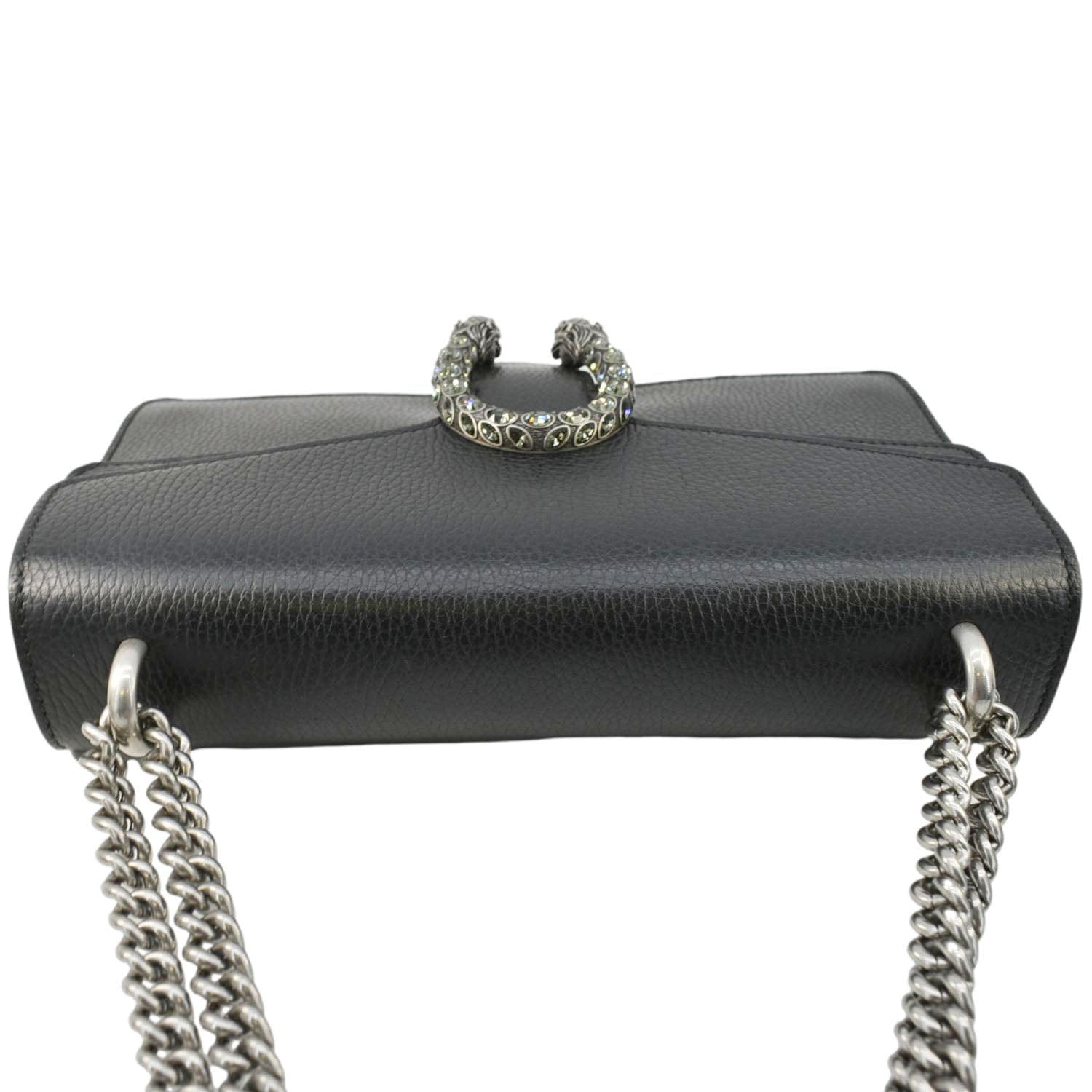 GUCCI Dionysus Small Leather Shoulder Bag Black 400249