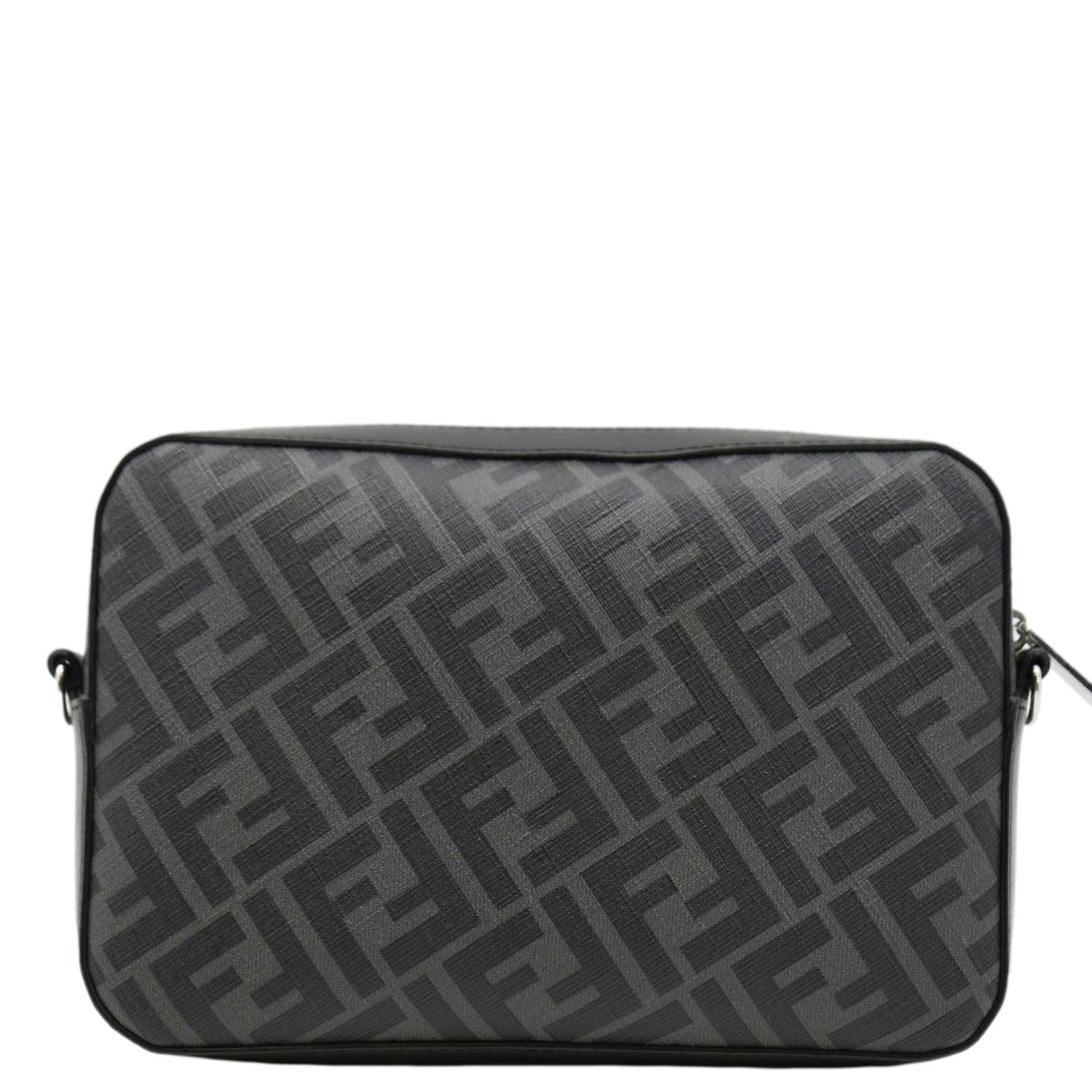 FENDI Diagonal Medium FF Zucca Canvas Camera Case Crossbody Bag Black