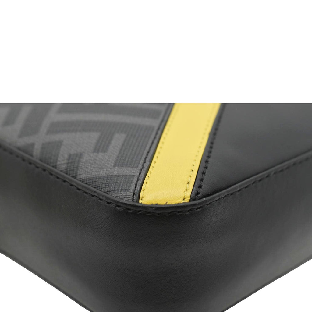FENDI Diagonal Medium FF Zucca Canvas Camera Case Crossbody Bag Black