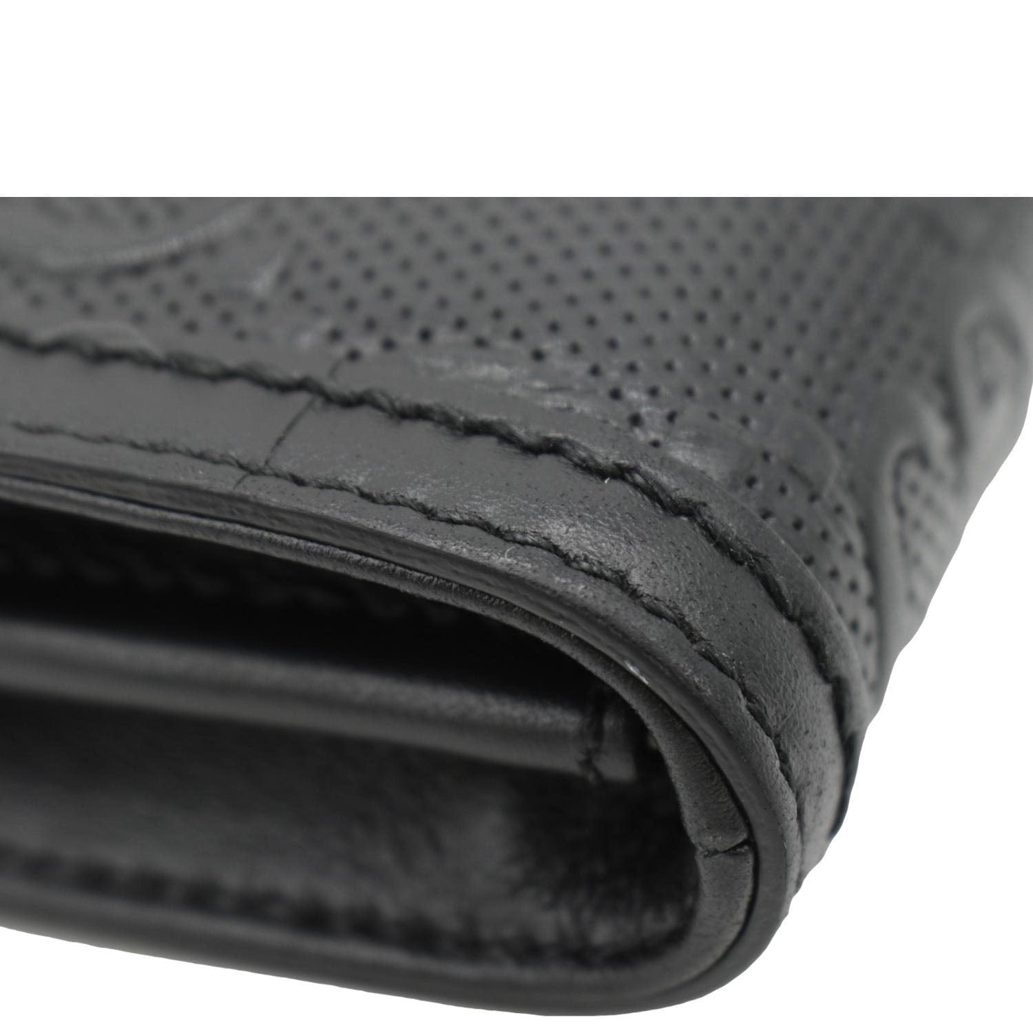GUCCI GG Embossed Leather Messenger Bag Black 625782