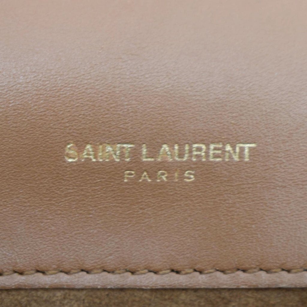 YVES SAINT LAURENT Kate Leather Chain Clutch Crossbody Bag Tan