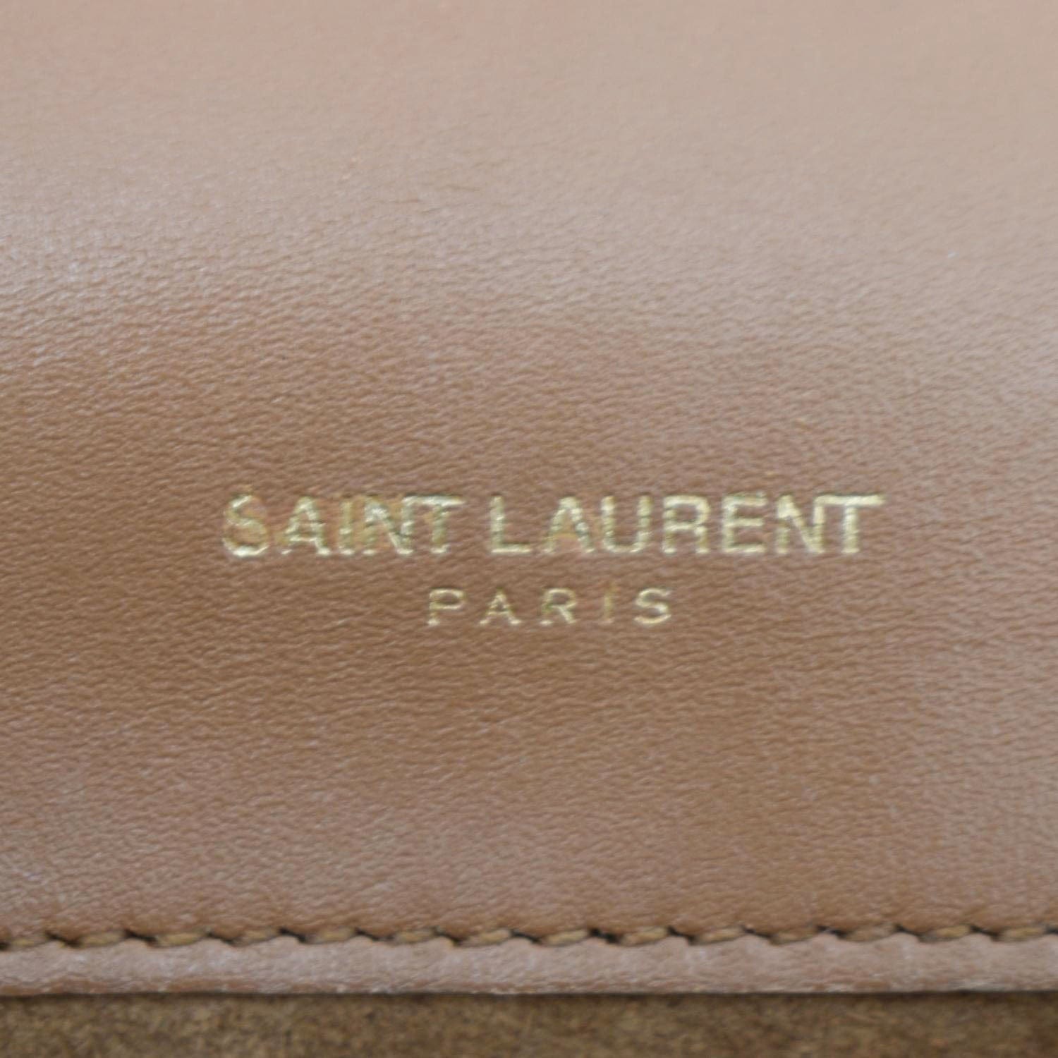 YVES SAINT LAURENT Kate Leather Chain Clutch Crossbody Bag Tan