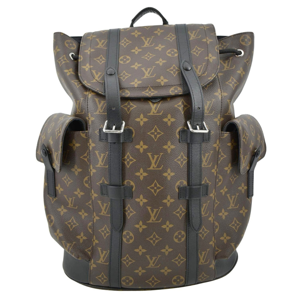 LOUIS VUITTON Christopher Monogram Macassar Canvas Backpack Bag Brown